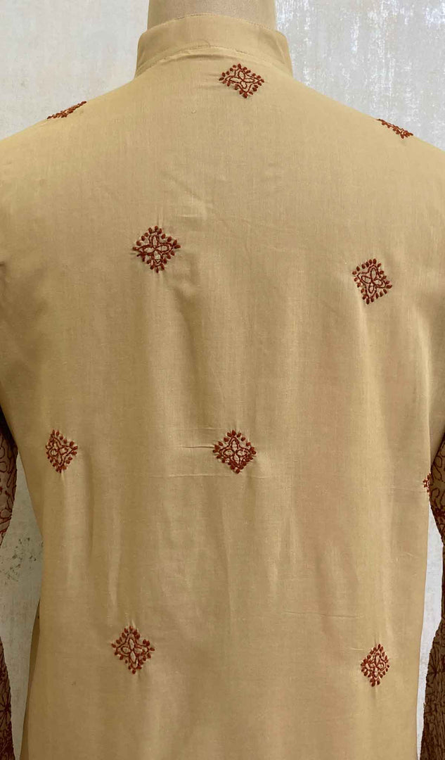 Men's Lucknowi Handcrafted Cotton Chikankari Kurta - HONC021703