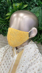 Load image into Gallery viewer, لکھنوی ہاتھ سے تیار شدہ چکنکاری ماسک (5 کا پیک) - NC0M995
