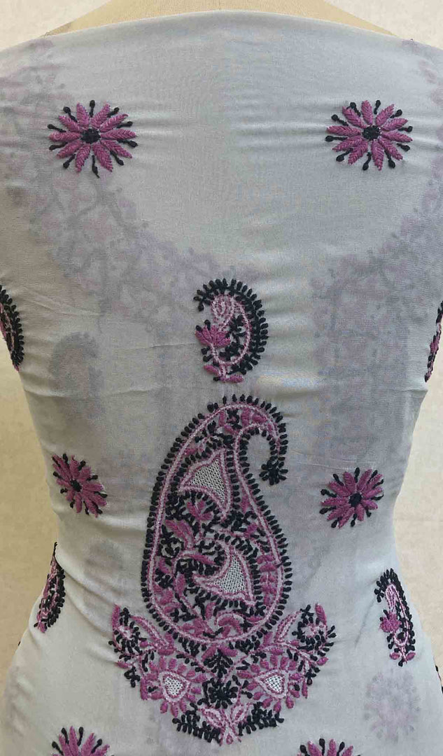 Women's Lakhnavi Handcrafted Pure Silk Georgette Chikankari Kurta  And Dupatta Set- N4522