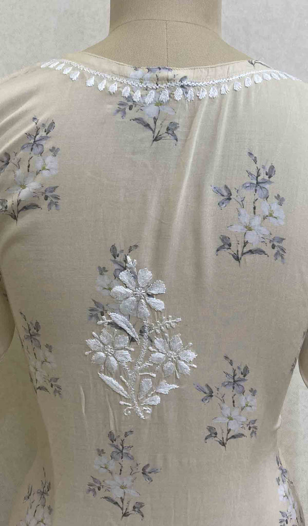 Women's Lucknowi Handcrafted Modal Cotton Chikankari Dress - HONC034033