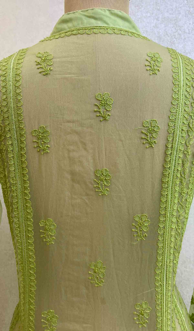 Women's Lakhnavi Handcrafted Organza Chikankari Anarkali Dress- HONC040014