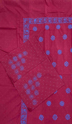将图像加载到图库查看器中， Lakhnavi 手工制作的 Chikankari 棉质床单套装 - HONC043447
