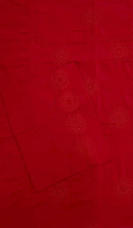 将图像加载到图库查看器中， Lakhnavi 手工制作的 Chikankari 棉质床单套装 - HONC043440