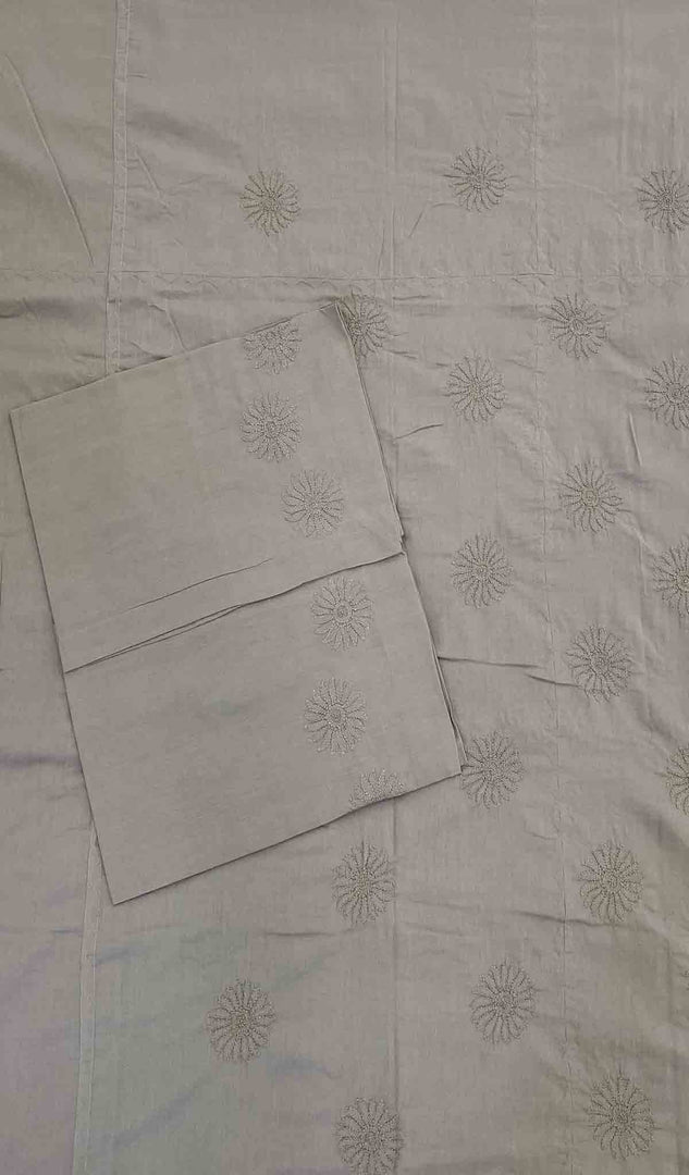 Lakhnavi 手工制作的 Chikankari 棉质床单套装 - HONC043439