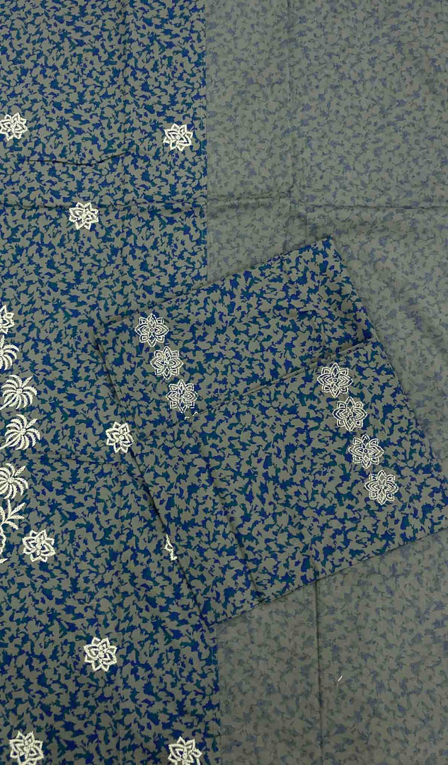 Lakhnavi 手工制作的 Chikankari 棉质床单套装 - HONC043421