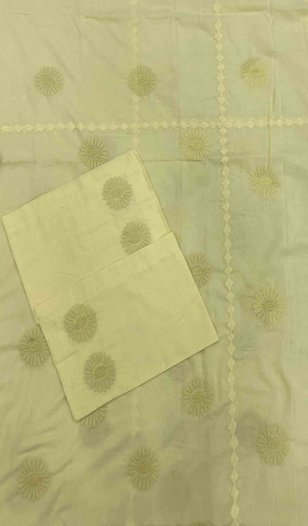 Lakhnavi Handcrafted Cotton Chikankari Bedsheet Set - HONC043432