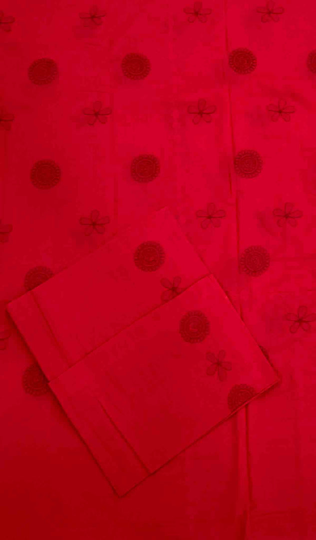 Lakhnavi 手工制作的 Chikankari 棉质床单套装 - HONC043430