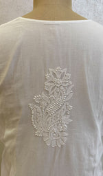 将图像加载到图库查看器中， Lakhnavi 手工制作棉质 Chikankari 连衣裙 - HONC061331