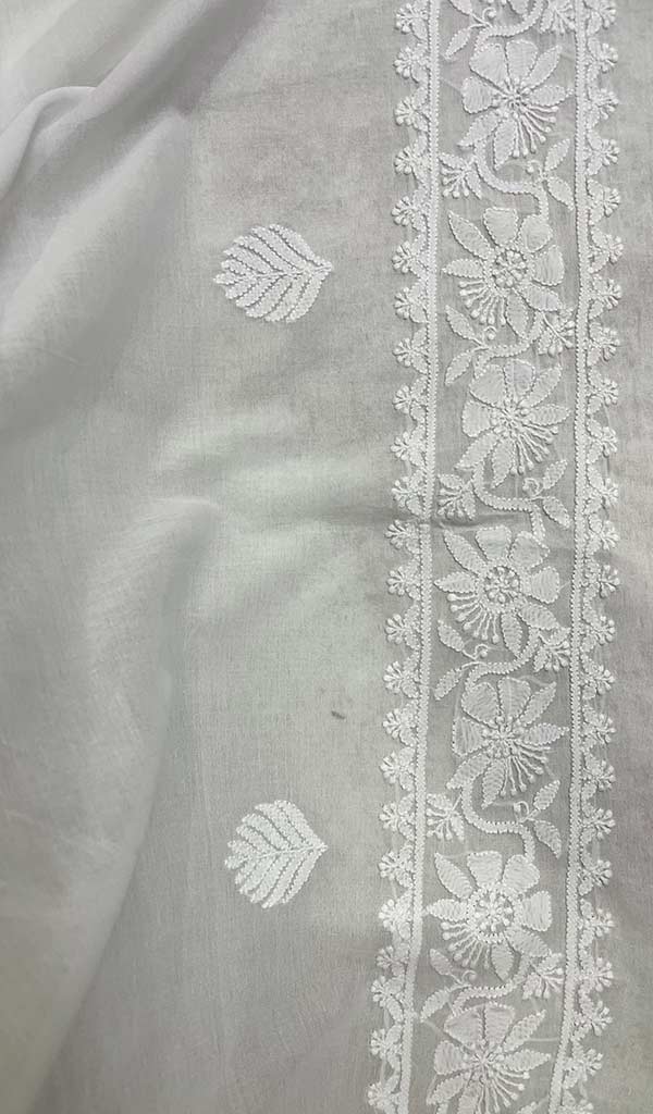 Women's Lakhnavi Handcrafted Cotton Chikankari Dupatta - HONC077187