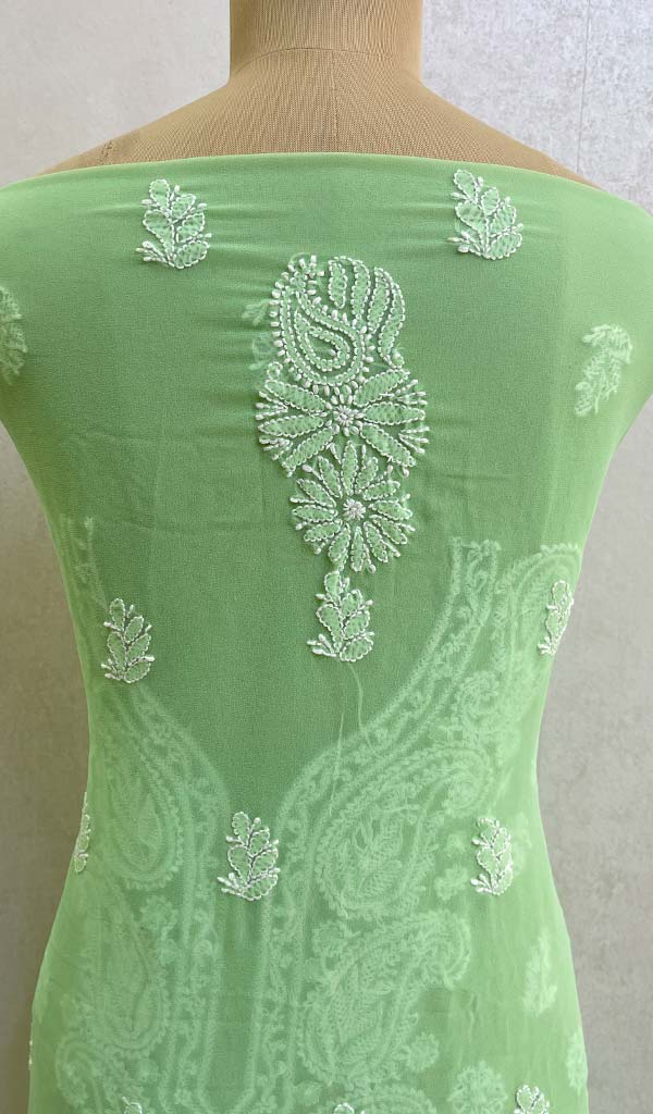 Women's Lucknowi Handcrafted Faux-Georgette Chikankari Suit Material - HONC089263
