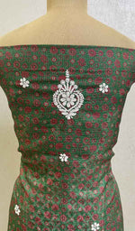 Load image into Gallery viewer, Women&#39;s Lucknowi Handcrafted Kota Cotton Chikankari Unstitched Kurti Fabric - Honc086930