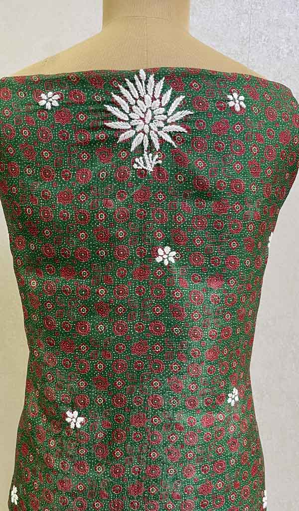 Lucknowi 手工制作 Kota 棉 Chikankari 未缝合 Kurti 面料 - Honc086927