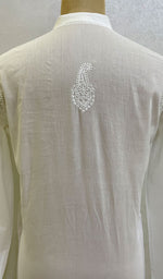 Load image into Gallery viewer, Men&#39;s Lucknowi Handcrafted Cotton Chikankari Kurta - HONC078943