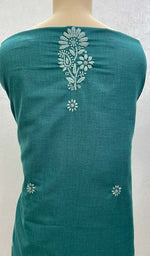将图像加载到图库查看器中， Lucknowi 手工制作的棉质 Chikankari 未缝合 Kurti 面料 - Honc0941​​73
