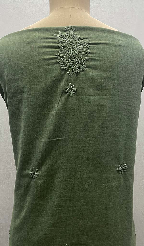 Women's Lucknowi Handcrafted Cotton Chikankari Unstitched Kurti Fabric - Honc094192