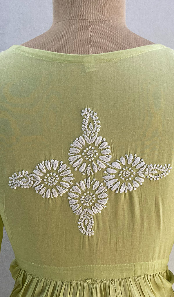 Neha Women's Lucknowi Handcrafted Modal Cotton Chikankari Angrakha Dress - HONC0102808