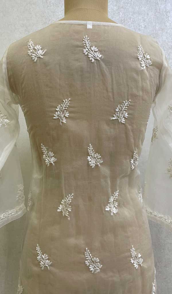 Lakhnavi 手工制作 Orgenza Chikankari 上衣 - HONC0112358