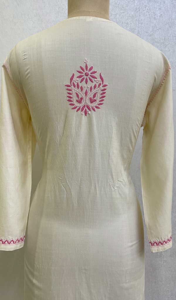 Women's Lucknowi Handcrafted Silk Chikankari Kurti - HONC0109362