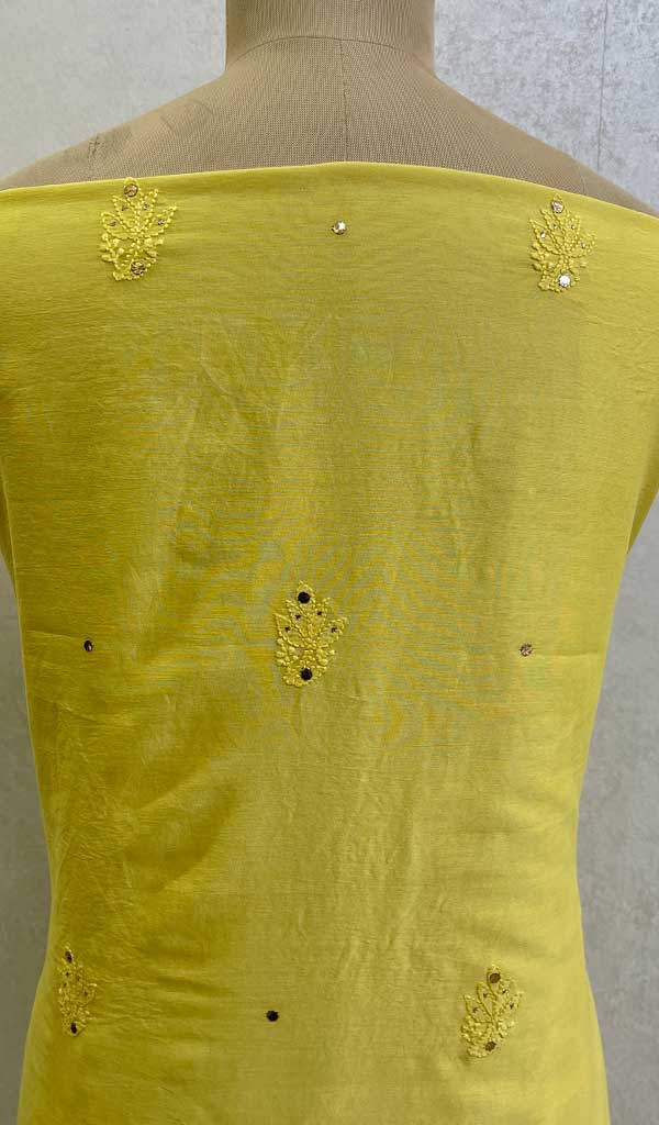 Women's Lakhnavi Handcrafted Chanderi Silk Chikankari Full Suit Material - HONC0107754