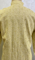 将图像加载到图库查看器中， Men's Lucknowi Handcrafted Cotton Chikankari Kurta - HONC0123553