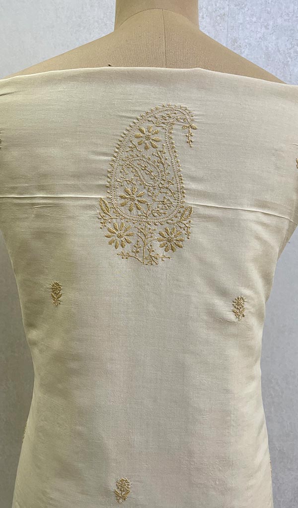 Lucknowi Handcrafted Munga Silk Chikankari Unstitched Men's Kurta Fabric -  HONC0104211