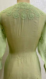 Load image into Gallery viewer, Women&#39;s Lakhnavi Handcrafted Organza Chikankari Kurti - HONC0115938
