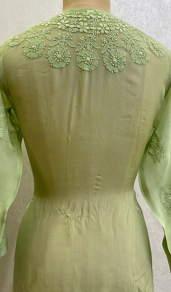 Women's Lakhnavi Handcrafted Organza Chikankari Kurti - HONC0115938