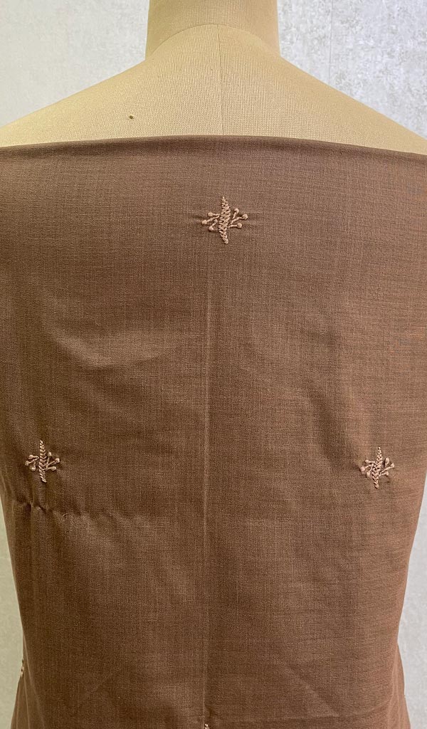 Lucknowi Handcrafted Cotton Chikankari Unstitched Men's Kurta Fabric - HONC0108795