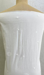 将图像加载到图库查看器中， Lucknowi Handcrafted White Cotton Chikankari Unstitched Men&#39;s Kurta Fabric - HONC0124093