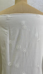 将图像加载到图库查看器中， Lucknowi Handcrafted White Cotton Chikankari Unstitched Men&#39;s Kurta Fabric - HONC0124121
