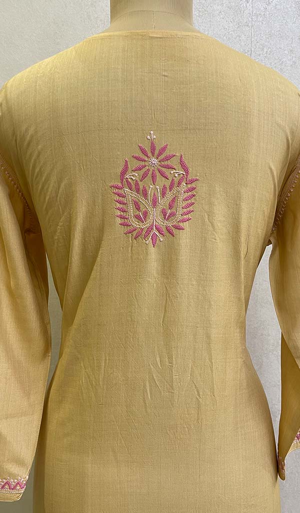 Women's Lucknowi Handcrafted Silk Chikankari Kurti - HONC0109363