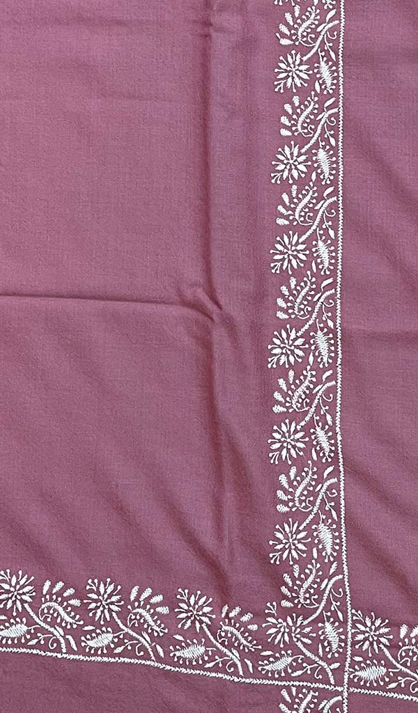 Lucknowi 手工制作 Pashmina Chikankari 披肩 - Honc0103836