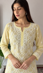 Women's Lucknowi Handcrafted Cotton Chikankari Kurti- HONC0392425