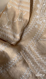 Load image into Gallery viewer, Women&#39;s Lucknowi Handcrafted Pure Tissue Chanderi Chikankari Dupatta Set - HONC05569
