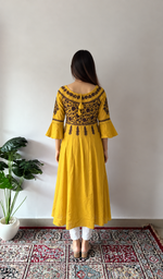Women's Lucknowi Handcrafted Cotton Chikankari Long Dress - HONC0340007