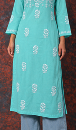 Mahek  Women's Lucknowi Handcrafted Cotton Chikankari Kurti - HONC0109579