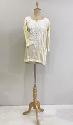 Load image into Gallery viewer, Women&#39;s Lakhnavi Handcrafted Modal Cotton Chikankari Top - HONC0167498
