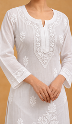 Women's Lucknowi Handcrafted Cotton Chikankari Kurti - HONC098116