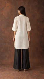 Women's Lakhnavi Handcrafted Cotton Chikankari Top And Palazzo Set - HONC013654