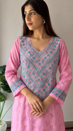 Women's Lucknowi Handcrafted Crepe Chikankari Kurti- HONC0145511