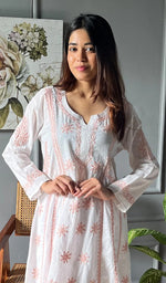 Ishira Women's Lucknowi Handcrafted Cotton Chikankari Kurti - HONC0271357