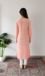 Women's Lakhnavi Handcrafted Viscose Georgette Chikankari Kurti - HONC0394234