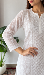Women's Lucknowi Handcrafted Cotton Chikankari Kurti - HONC0280041