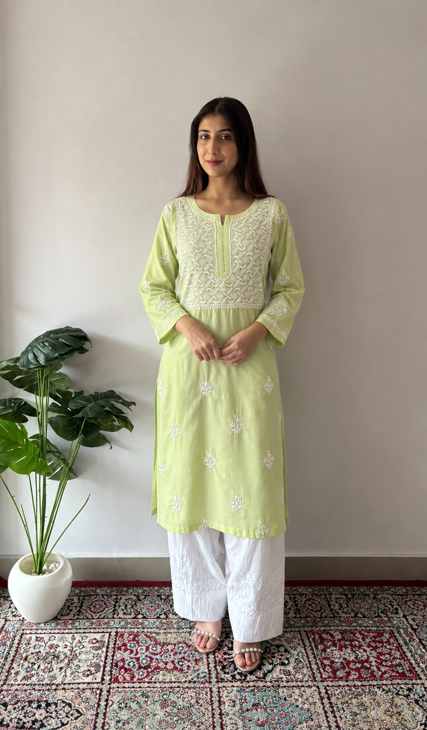 Women's Lucknowi Handcrafted Cotton Chikankari Kurti-HONC0161264