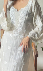 Load image into Gallery viewer, Women&#39;s Lucknowi Handcrafted Muslin Chikankari Kurti - HONC0292556
