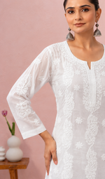 Women's Lucknowi Handcrafted Cotton Chikankari Kurti - HONC0220649
