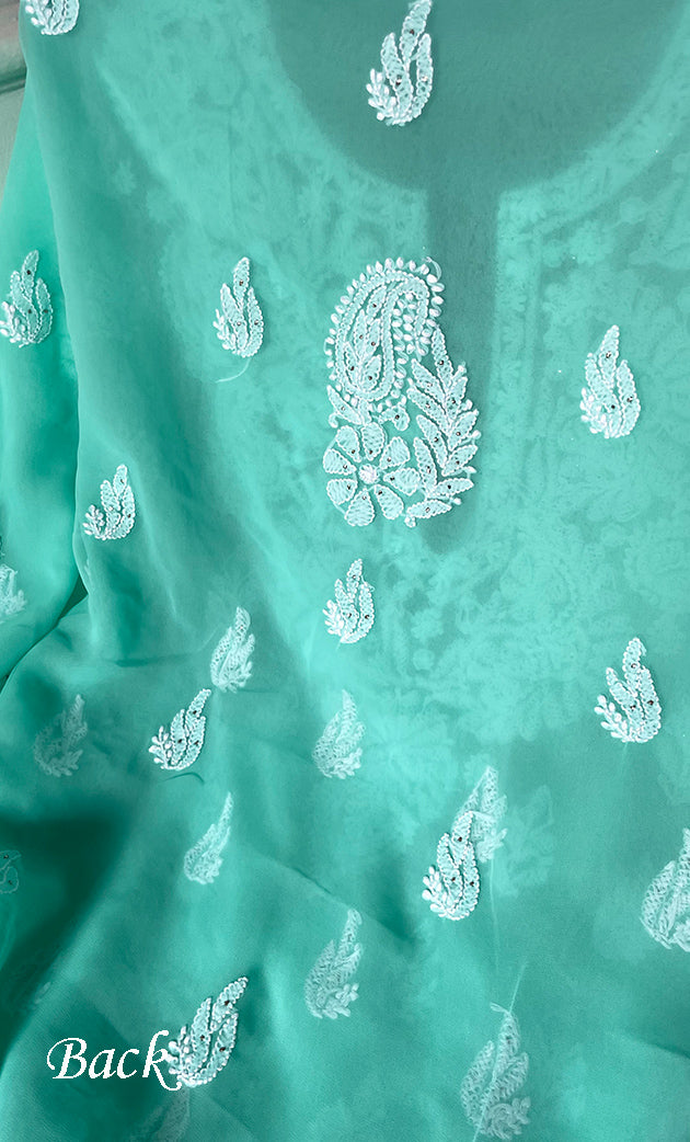 Women's Lucknowi Handcrafted Faux-Georgette Chikankari Suit Material - HONC0263069