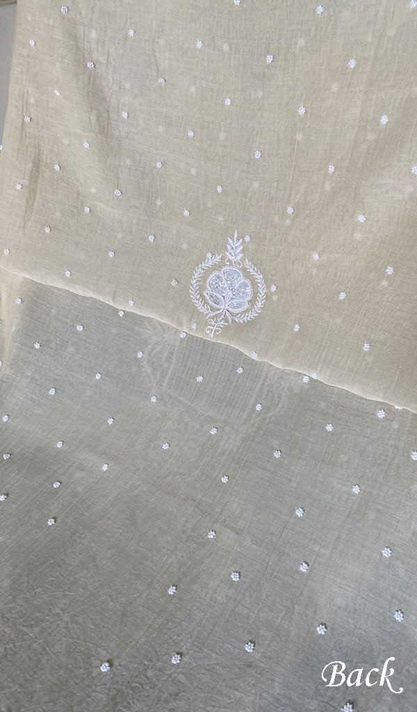 Women's Lakhnavi Handcrafted Mul Chanderi Unstitched Kurta And Dupatta Set - HONC0358263