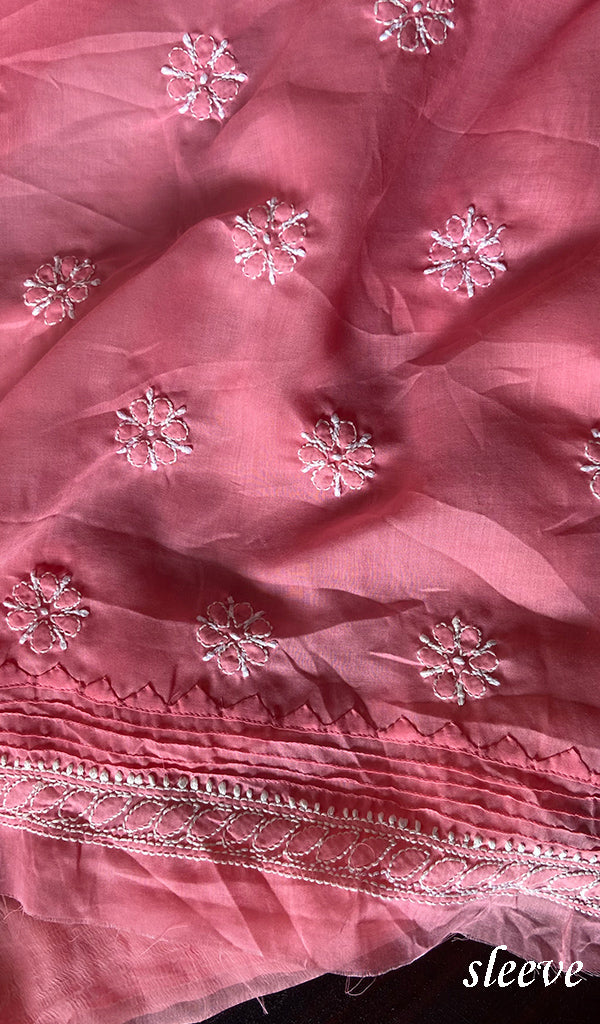 Women's Lakhnavi Handcrafted Unstitched Cotton Chikankari Suit Material - HONC0289732