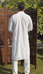 Load image into Gallery viewer, Men&#39;s Faux-Georgette Hakoba Kurta - HONC0261835
